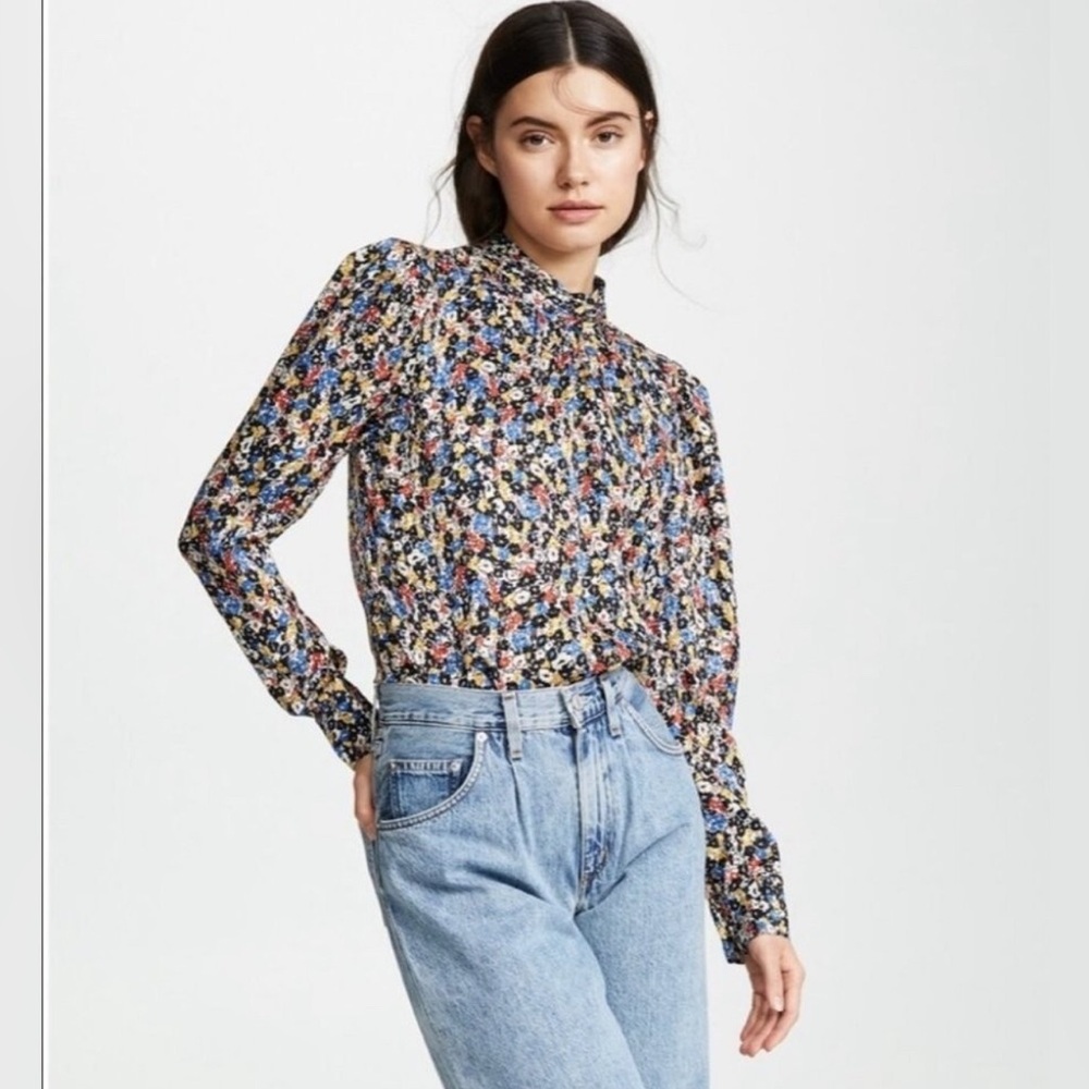 Veronica Beard Mena Multi Floral Silk Blouse
